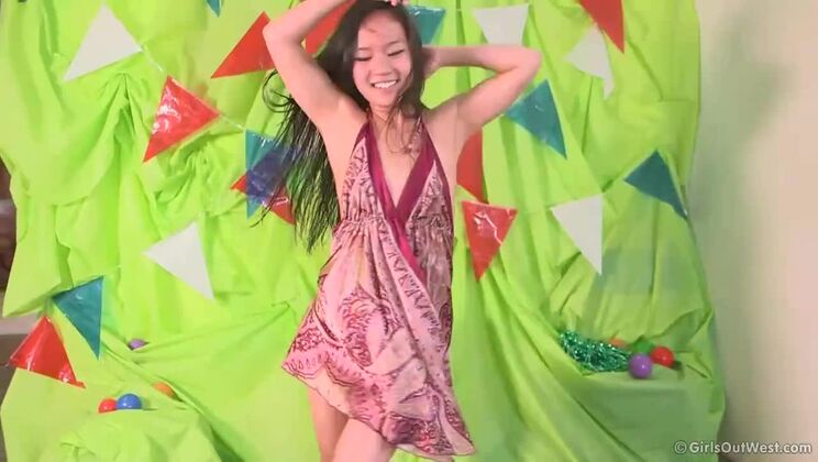 Brunette June with Tiny Tits - Groovy Time