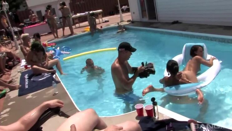 College Girls Party by the Pool with Big Boobs
