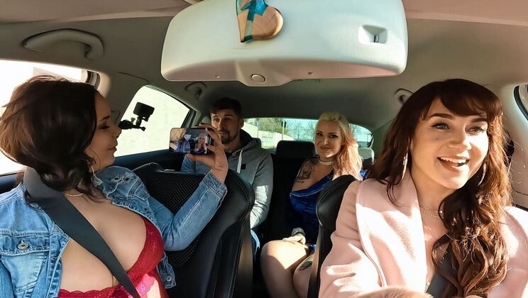 Car Ride Creampie: Blonde with Piercings and Big Tits Loves Big Cock