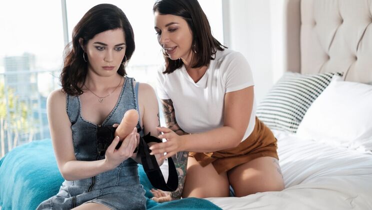 Big Titted Lesbians Play with Strap-Ons