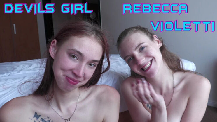 Rebecca Violetti with Devilsgirl - Shaved Pussy and Blowjob