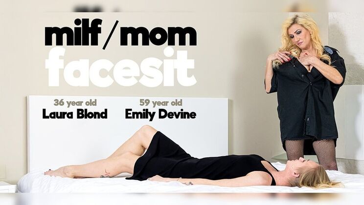 Blonde MILF Laura and hot mom Emily in mature lesbian facesit scene