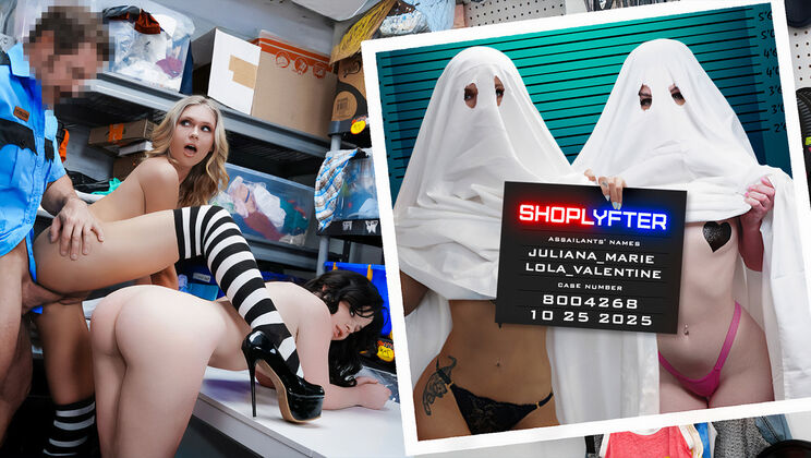 Ghost Sheet Costume Fuck - Double Blowjob & Tit Rubbing
