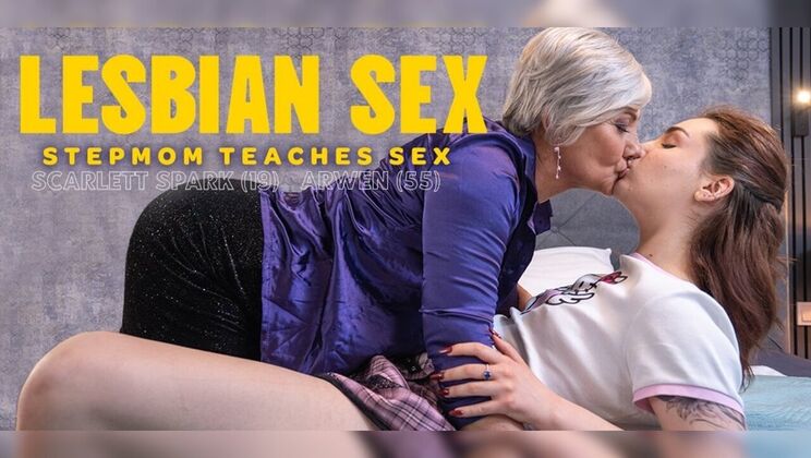 Hairy Mature Arwen Teaches Scarlett Lesbian Tit Sucking and Nipple Play