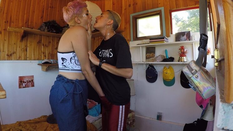 Blonde Queer Charo Lets Gael Kiss Her Breasts and Nipples