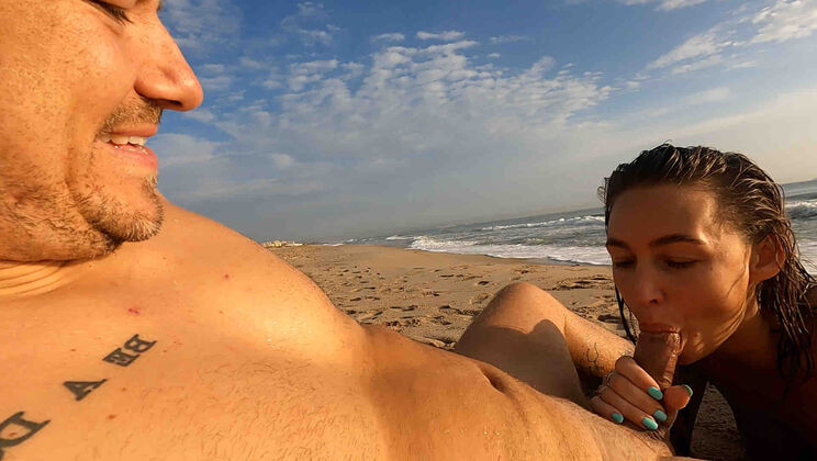 Public Blowjob by the Ocean: Amelia and Diego