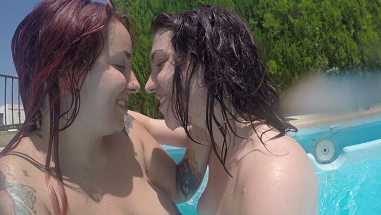 Slippery When Wet – Redhead and Brunette Lesbian Foot Fetish