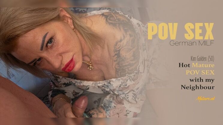 Kim Golden – Hot German MILF Rides Neighbour and Takes His Creampie